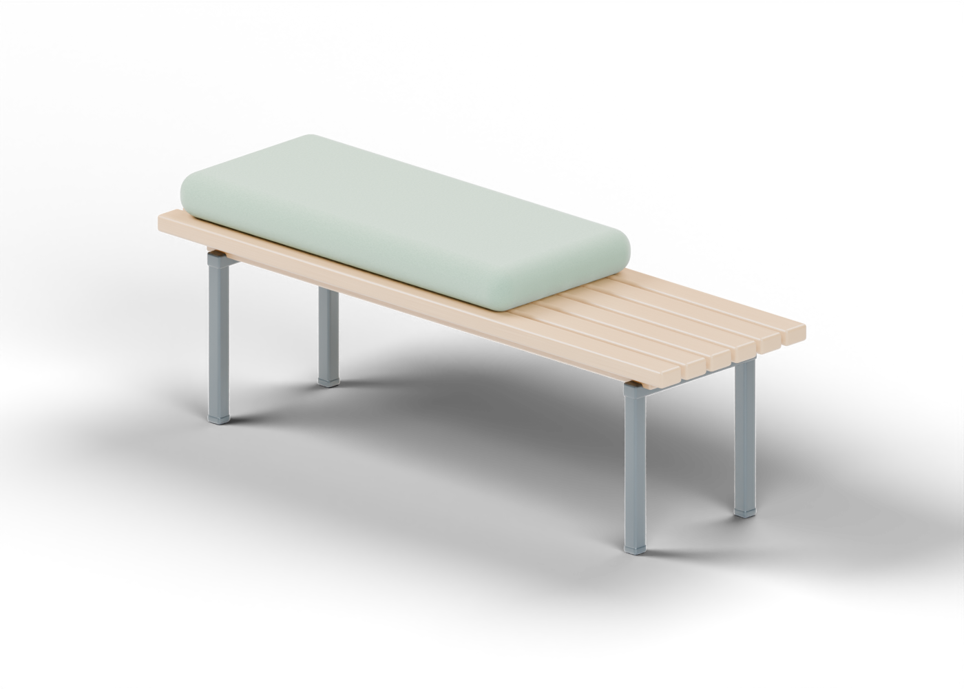 Reverse view showing the oak deck and the steel support frame.